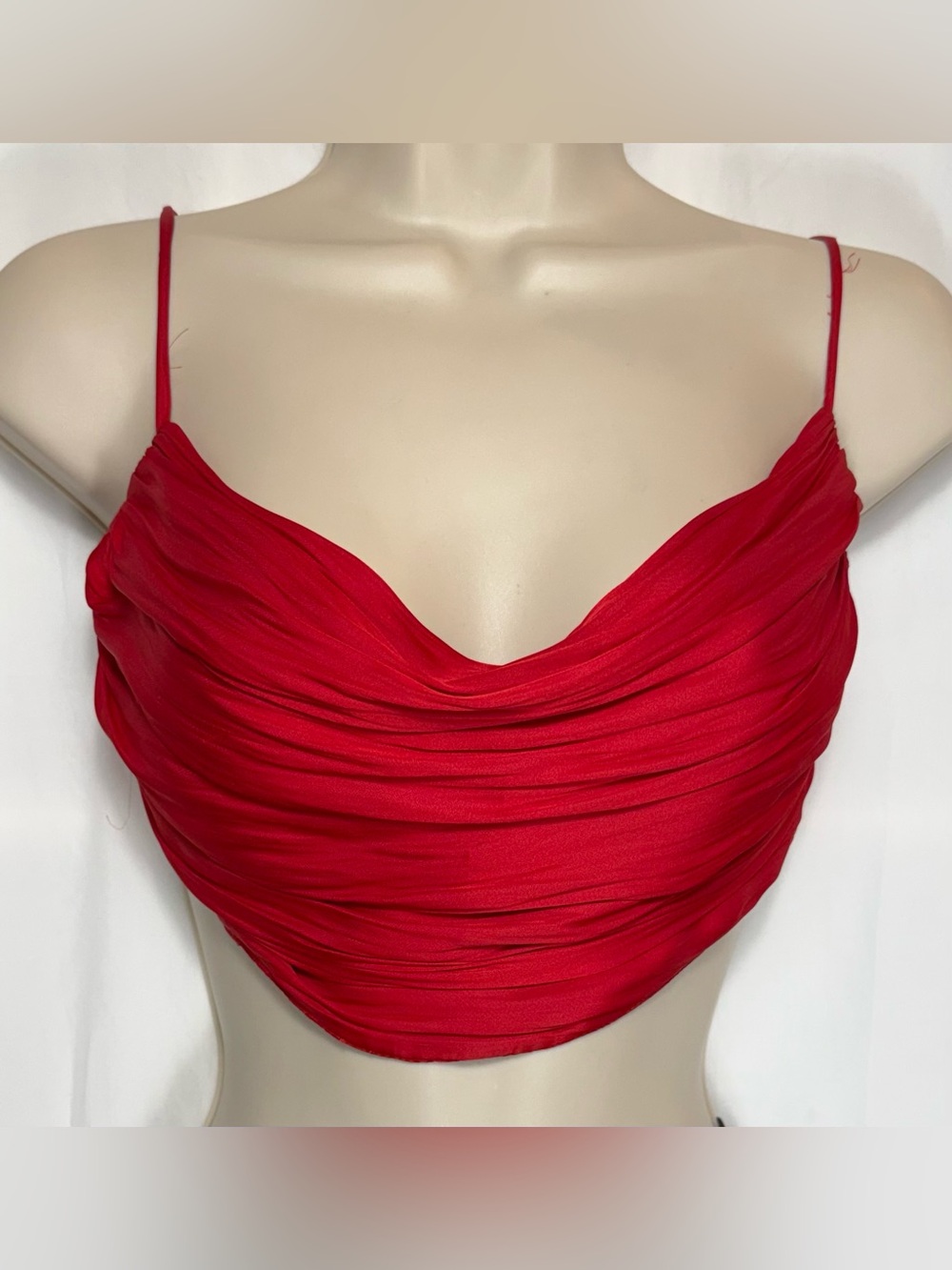 ZARA Satin Effect Cowlneck Crop Top